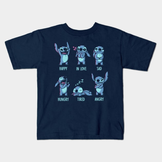 Monster Emotions Kids T-Shirt by studioyumie